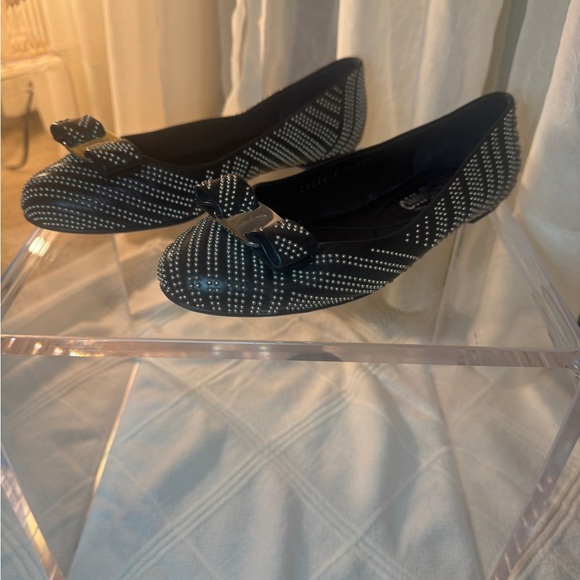 Salvatore Ferragamo Black Flats with Silver Accents - Picture 5 of 7